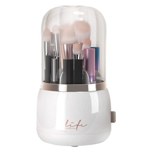 360° Rotating Makeup Brush Holder with Lid Makeup Organizer