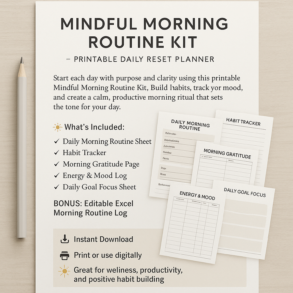 Mindful Morning Routine Kit β Printable Daily Reset Planner