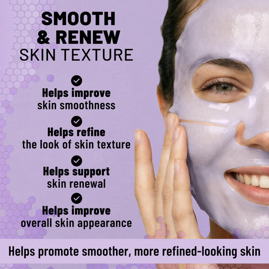 Bio-Collagen Hydrogel Face Mask Purple Edition, Hydrating & Nourishing Mask with Collagen, Hyaluronic Acid & Niacinamide, 6 masks