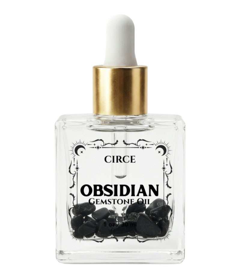 Protection Body Oil — Obsidian Crystal Ritual Oil - Black Obsidian Gemstone Body Oil