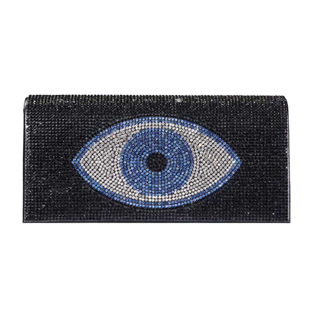Shimmery Evil Eye Evening Clutch Crossbody Bag