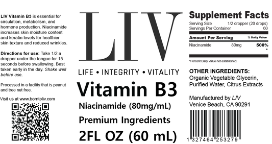 Vitamin B3 Niacin Liquid (Niacinamide 80mg, 60 servings)