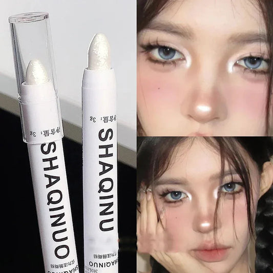 Matte Eyeshadow Stick White Eyeliner Shimmer Silver Highlighter Pen Cream Formula