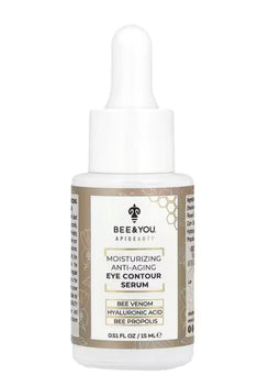 Bee and You Anti-Aging Natural Eye Contour Serum for Puffy Eyes Circles Bags Feet rinkles Wrinkles Skin Eyes with Bee Venom+Hyaluronic Acid 0.51 Fl. Oz