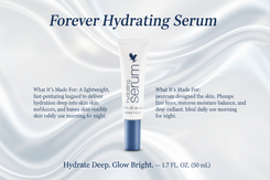 Forever’s hydrating serum fits perfectly into your routine to provide a powerful boost of hydration thanks to pure aloe vera and four types of hyaluronic acid.
